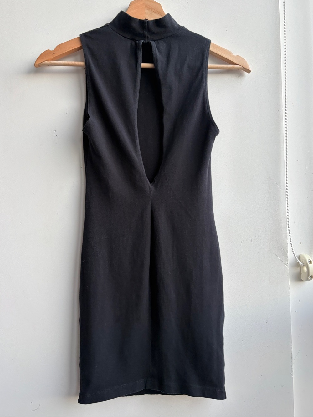 American Apparel Sleeveless Black Mock Neck MiniDress with open back cut-out